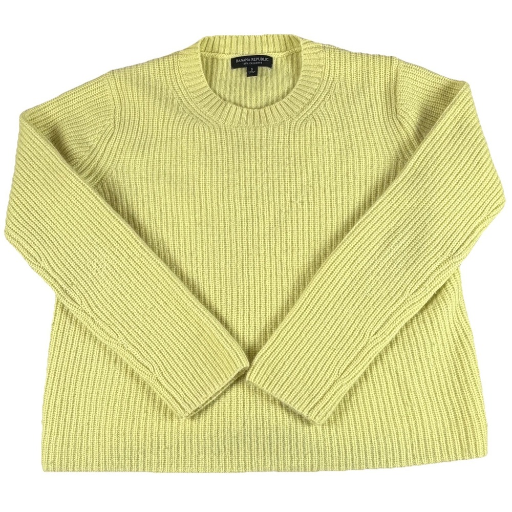 Banana Republic Sweater Womens Small Yellow Cashmere Chunky Knit Crew Neck